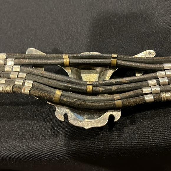 Vintage A.C. Gypsy lapis with corded silver tone beaded statement belt - Picture 15 of 15